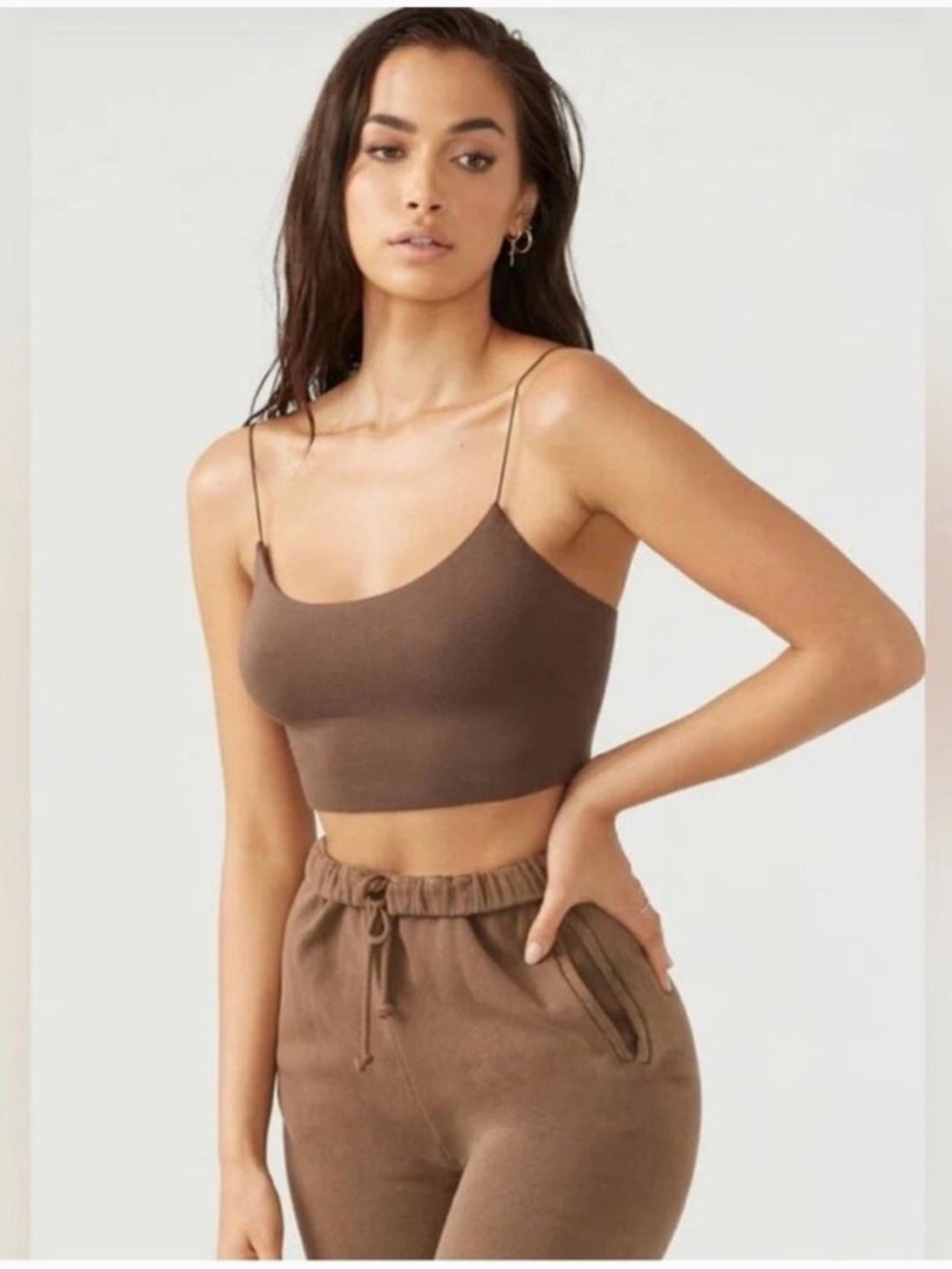 Joah Brown open back Cropped Tank Top - tobacco Brown